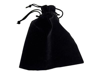 Bolsa Rectangular Negra Para Joyas Con Cordon 7.50x10.50cm Efecto Terciopelo