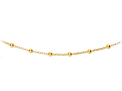 Collar Cadena Con Bolas Alternas 6 Mm, 44,5 Cm, Oro Amarillo 18k
