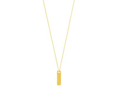 Collar Cadena Con Colgante Placa Rectangular, 42 Cm, Oro Amarillo 18k