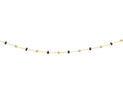 Collar Bolas Negras, 42 Cm, Oro Amarillo 18k - Imagen Estandar - 1