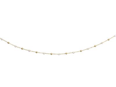 Collar Bolas Blancas, 42-45 Cm, Oro Amarillo 18k - Imagen Estandar - 1