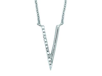 Collar Motiv V Modelo Pequeño, Diamantes 0,05ct, 40-45 Cm, Oro Blanco 18k - Imagen Estandar - 1