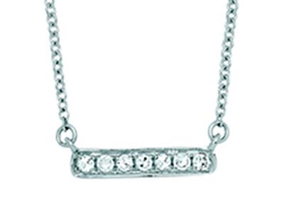 Collar Con Diamantes 0,05ct, Cadena Forçat Ordinaria, 42-44-45 Cm, Oro Blanco 18k - Imagen Estandar - 1