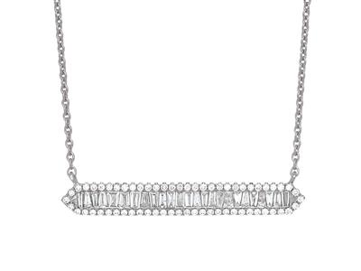 Collar Line Baguette Y Diamantes Redondos 0,49ct, 40-42 Cm, Oro Blanco 18k - Imagen Estandar - 1