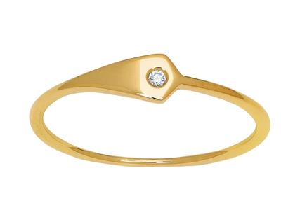 Anillo Placa Triangular, Diamantes 0,01 Ct, Oro Amarillo 18k, Dedo 54 - Imagen Estandar - 1