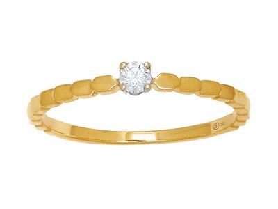 Anillo Solitario Con Cuerpo De Perlas, Diamante 0,08ct, Oro Amarillo 18k, Dedo 52 - Imagen Estandar - 1