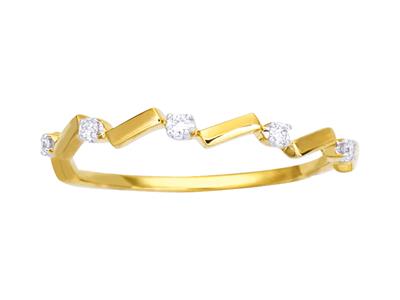 Anillo Con 5 Tiras De Diamantes, Total 0,05 Ct, Oro Amarillo 18k, Dedo 54 - Imagen Estandar - 1