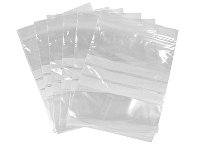 Bolsas De Plástico Con Tiras Para Escribir 125 X 190 Mm, Paquete De 100 Unidades Resellables. - Imagen Estandar - 1
