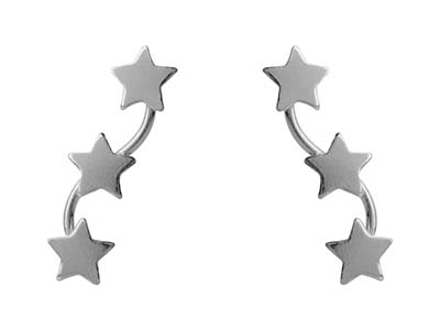 Pendientes En Plata De Ley Con Diseño De Barras Y Estrellas - Imagen Estandar - 1