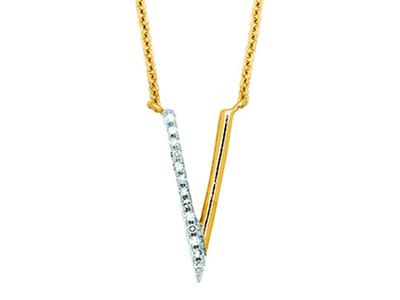 Collar Motivo V, Diamantes 0,05ct, 40-45 Cm, Oro Amarillo 18k - Imagen Estandar - 1