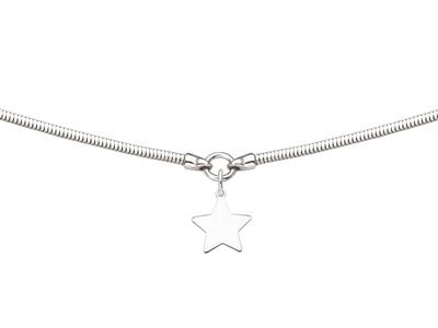 Collar Serpiente 2 Mm, Colgante Estrella 15 Mm, 40-45 Cm, Plata 925 Rodiada - Imagen Estandar - 1