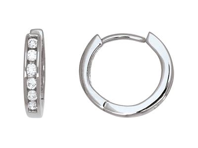 Pendientes De Aro De 1/2 Diamante Engastado En 0,13 Ct, Oro Blanco De 18k - Imagen Estandar - 1