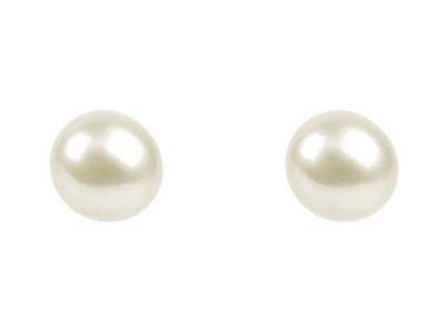 Par De Perlas Blancas Cultivadas Enagua Dulce Totalmente Redondas Semiperforadas De 7 A 7,5 MM - Imagen Estandar - 1