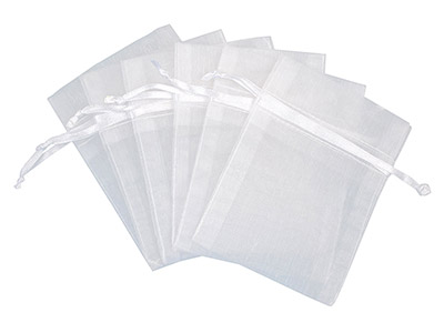 Paquete De 6 Saquitos De Organza Blancos 7,6 Cm X 10 Cm