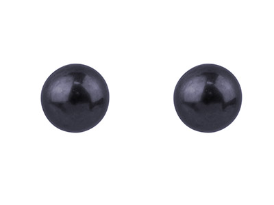 Par De Pendientes De Corchete Con Perla Negra Redonda De 4,5 MM De Plata - Imagen Estandar - 1